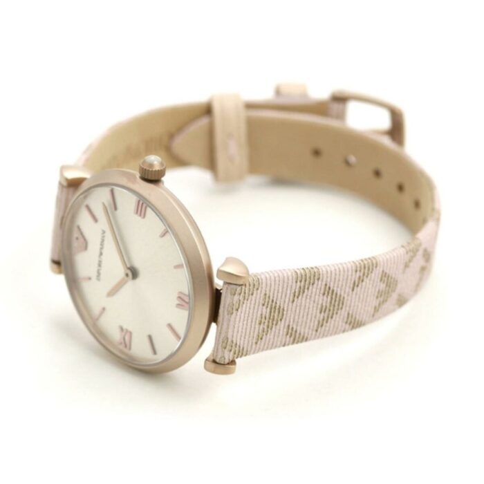 Emporio Armani Analog Grey Dial Pink Leather Strap Watch For Women - AR11126 - Image 5
